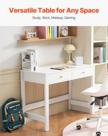 VEVOR Small Desk with Drawers, Kids Desk for Bedroom, Modern Simple Study Table for Drawing, Reading, Writing, Rectangle MDF Furniture Study Storage Table for Home, Office, White - ETBMSZZFXXCWZES3L001V0 - view 3