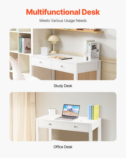 VEVOR Small Desk with Drawers, Kids Desk for Bedroom, Modern Simple Study Table for Drawing, Reading, Writing, Rectangle MDF Furniture Study Storage Table for Home, Office, White - ETBMSZZFXXCWZES3L001V0 - view 7