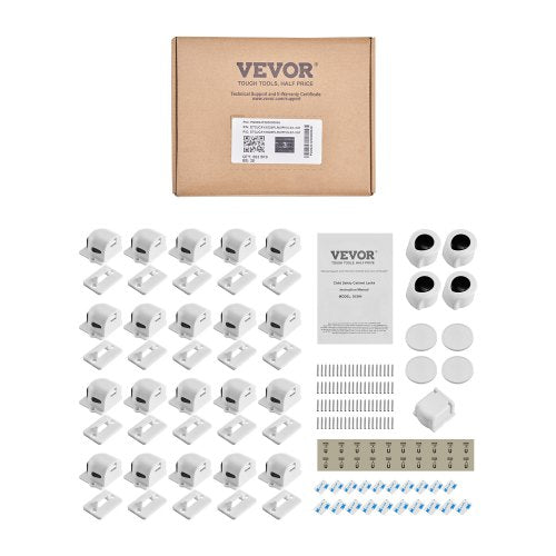 VEVOR Child Safety Magnetic Cabinet Locks, 20 Packs Baby Proofing Cabinet Locks with 4 Keys & 4 Holders, 2 Installation Choice, 3M Adhesives & Screws Included, Children Proof Cupboard Drawers Latches - ETCJCXYXS20PLRWPIV0 - view 2
