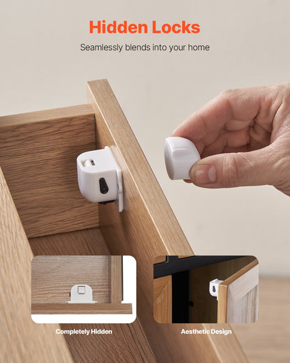 VEVOR Child Safety Magnetic Cabinet Locks, 20 Packs Baby Proofing Cabinet Locks with 4 Keys & 4 Holders, 2 Installation Choice, 3M Adhesives & Screws Included, Children Proof Cupboard Drawers Latches - ETCJCXYXS20PLRWPIV0 - view 3