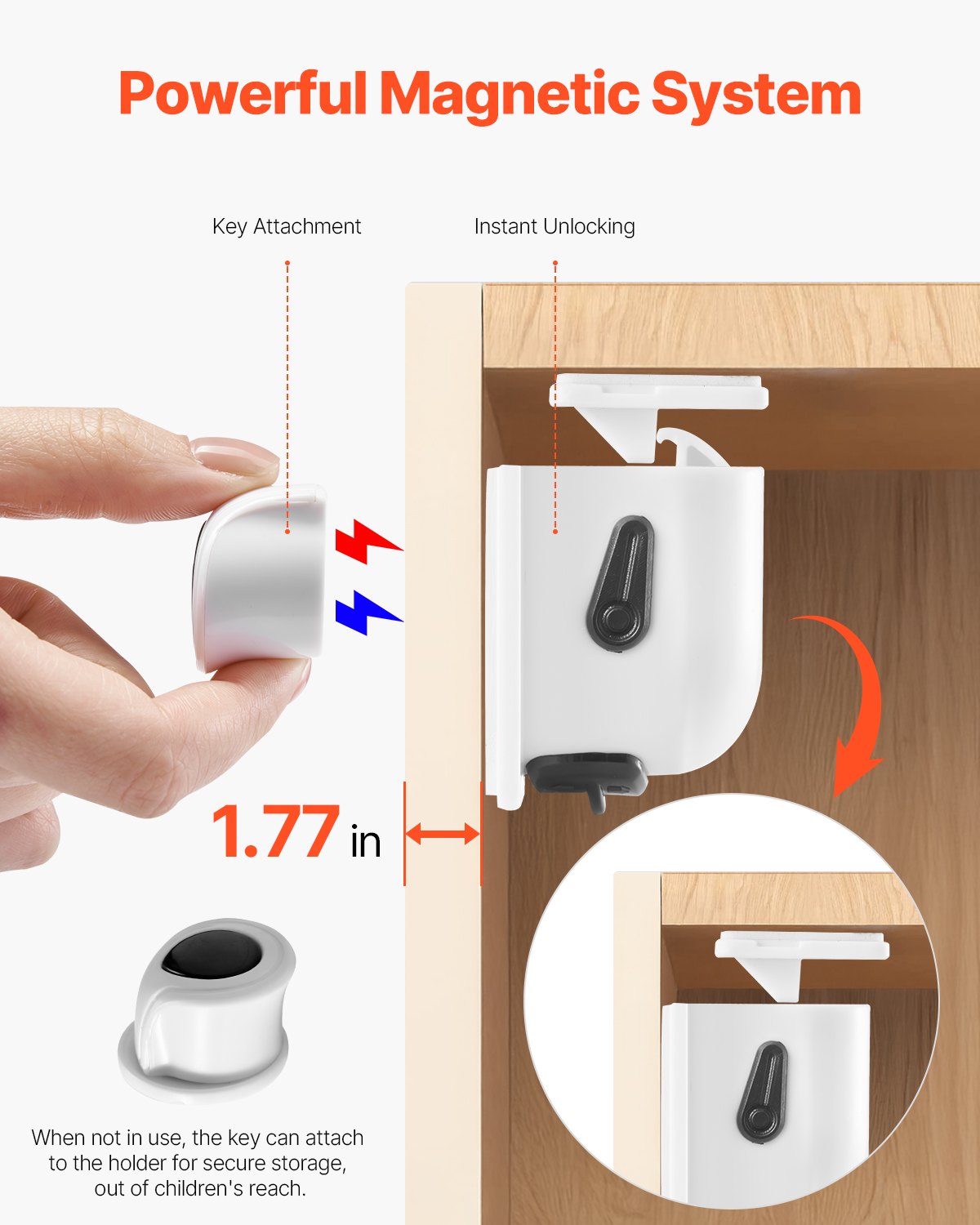 VEVOR Child Safety Magnetic Cabinet Locks, 20 Packs Baby Proofing Cabinet Locks with 4 Keys & 4 Holders, 2 Installation Choice, 3M Adhesives & Screws Included, Children Proof Cupboard Drawers Latches - ETCJCXYXS20PLRWPIV0 - view 5