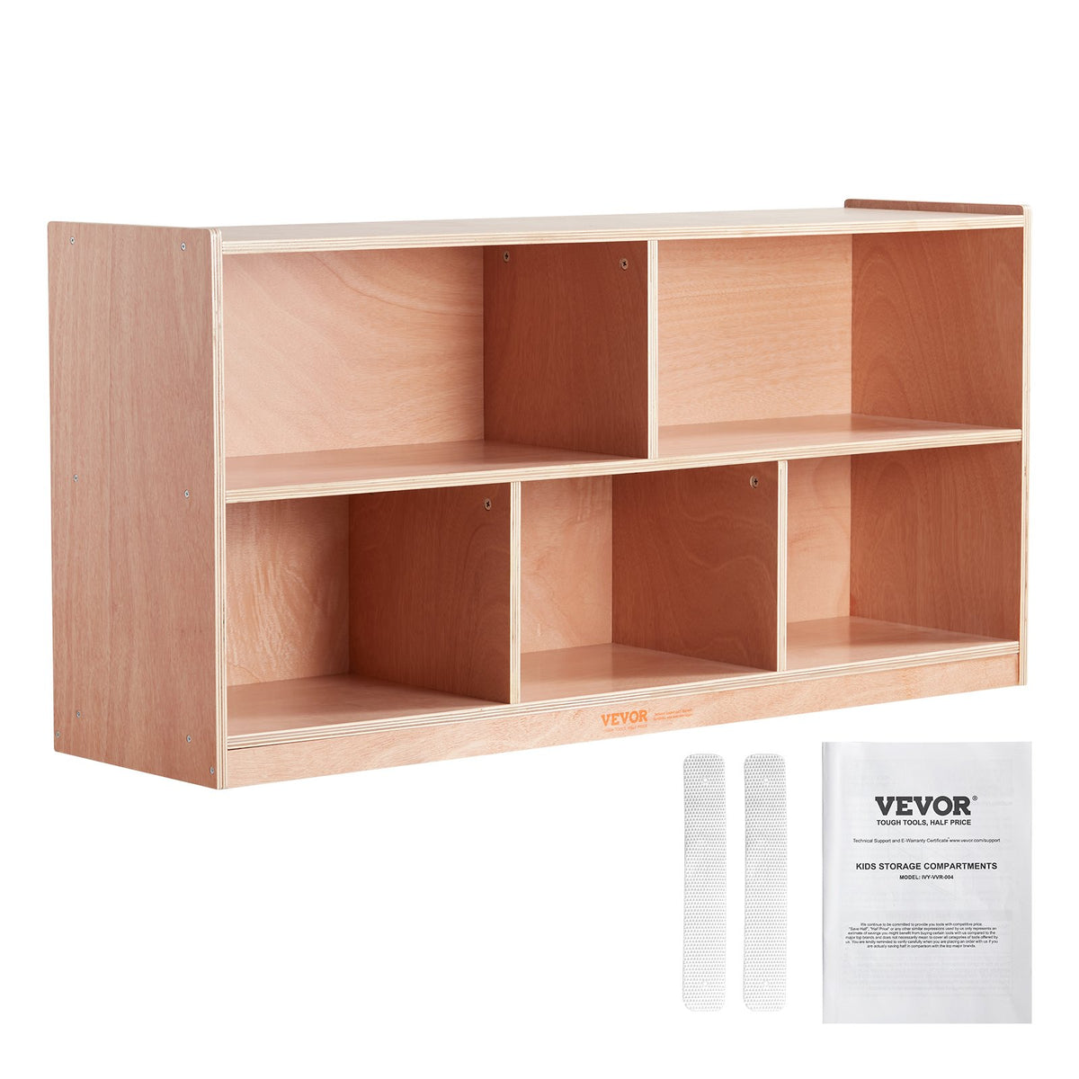VEVOR Cubby Mobile Tray Storage Cabinet, 5-Compartment Cubby Storage Shelf, Cubby Storage Cabinet 2-shelf, Classroom Cubbies, Classroom Furniture for Home, Daycare and Preschool, Natural - ETCWG1314216XGH4BV0 - view 1