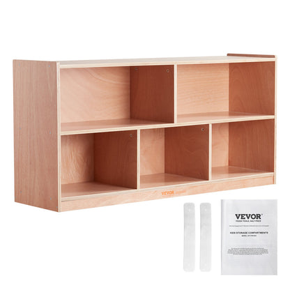 VEVOR Cubby Mobile Tray Storage Cabinet, 5-Compartment Cubby Storage Shelf, Cubby Storage Cabinet 2-shelf, Classroom Cubbies, Classroom Furniture for Home, Daycare and Preschool, Natural - ETCWG1314216XGH4BV0 - view 1