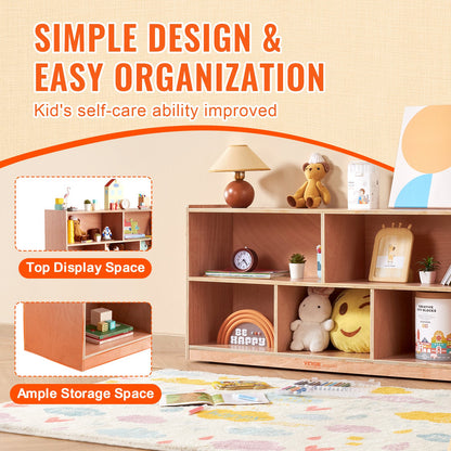 VEVOR Cubby Mobile Tray Storage Cabinet, 5-Compartment Cubby Storage Shelf, Cubby Storage Cabinet 2-shelf, Classroom Cubbies, Classroom Furniture for Home, Daycare and Preschool, Natural - ETCWG1314216XGH4BV0 - view 7
