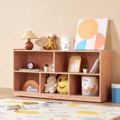 VEVOR Cubby Mobile Tray Storage Cabinet, 5-Compartment Cubby Storage Shelf, Cubby Storage Cabinet 2-shelf, Classroom Cubbies, Classroom Furniture for Home, Daycare and Preschool, Natural - ETCWG1314216XGH4BV0 - view 9