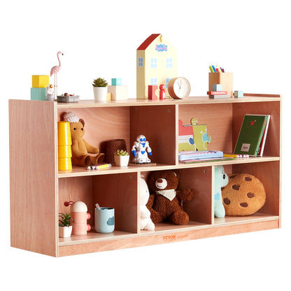 VEVOR Cubby Mobile Tray Storage Cabinet, 5-Compartment Cubby Storage Shelf, Cubby Storage Cabinet 2-shelf, Classroom Cubbies, Classroom Furniture for Home, Daycare and Preschool, Natural - ETCWG1314216XGH4BV0 - view 10