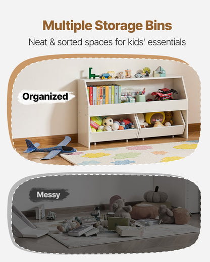 VEVOR Toy Storage Organizer, Wooden Kids Bookshelf with Storage, Toy Storage Cabinet with 2 Mobile Drawers, Kids Storage Organizer for Bedroom, Nursery, Living Room, Entryway, Preschool, White - ETCWJGZMZ31455ZAA001V0 - view 4
