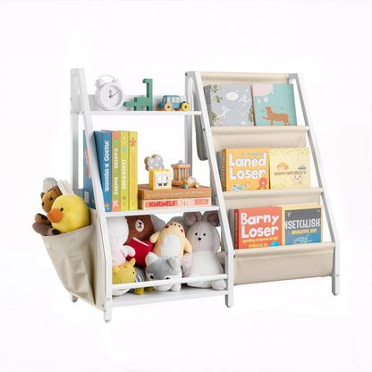 VEVOR 3-Tier Kids Bookshelf, Toy Storage Organizer for Toddler, Book Shelf for Kids Rooms with Sling Book Rack and Storage Bag, Kids Storage Book Shelves for Kids Room, Playroom, Kindergarten, Nursery - ETCWJJDJS314YWJPR001V0 - view 1
