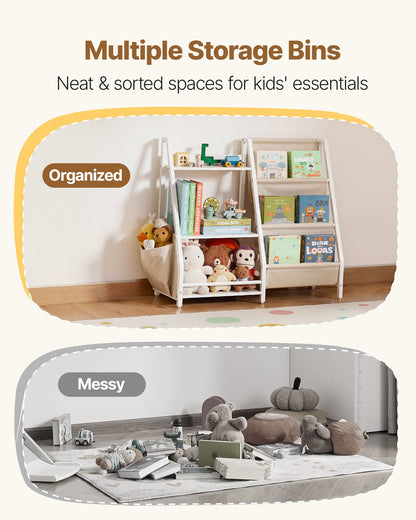 VEVOR 3-Tier Kids Bookshelf, Toy Storage Organizer for Toddler, Book Shelf for Kids Rooms with Sling Book Rack and Storage Bag, Kids Storage Book Shelves for Kids Room, Playroom, Kindergarten, Nursery - ETCWJJDJS314YWJPR001V0 - view 4