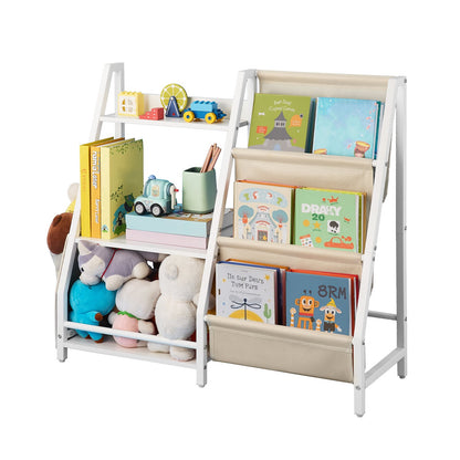 VEVOR 3-Tier Kids Bookshelf, Toy Storage Organizer for Toddler, Book Shelf for Kids Rooms with Sling Book Rack and Storage Bag, Kids Storage Book Shelves for Kids Room, Playroom, Kindergarten, Nursery - ETCWJJDJS314YWJPR001V0 - view 10
