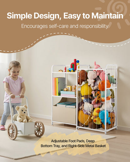 VEVOR Kids Bookshelf and Stuffed Animal Storage, Toy Storage Organizer, 2-Tier Book Shelf with Fabric Toy Chest, Toy Storage for Kids Room, Living Room, Entryway, Nursury, Preschool, White - ETCWJJGJS314FY77C001V0 - view 5