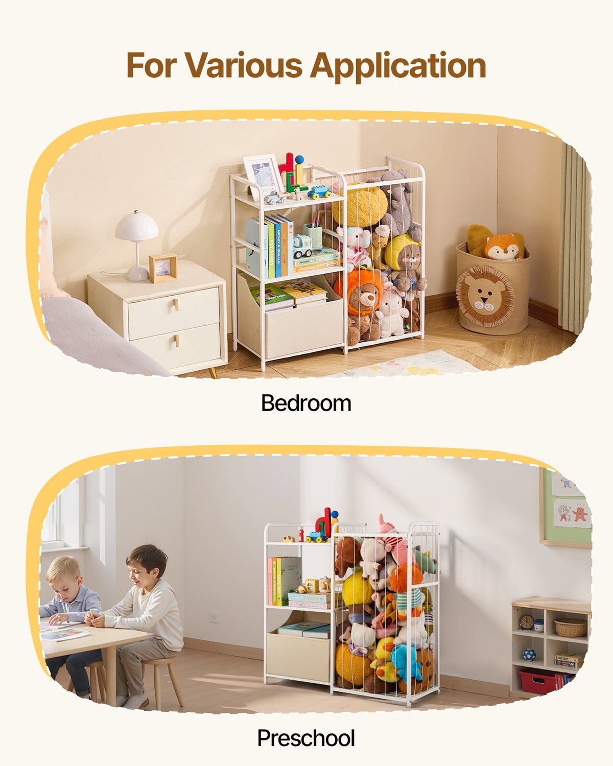 VEVOR Kids Bookshelf and Stuffed Animal Storage, Toy Storage Organizer, 2-Tier Book Shelf with Fabric Toy Chest, Toy Storage for Kids Room, Living Room, Entryway, Nursury, Preschool, White - ETCWJJGJS314FY77C001V0 - view 8