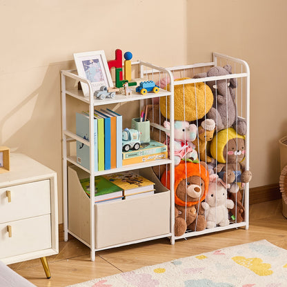 VEVOR Kids Bookshelf and Stuffed Animal Storage, Toy Storage Organizer, 2-Tier Book Shelf with Fabric Toy Chest, Toy Storage for Kids Room, Living Room, Entryway, Nursury, Preschool, White - ETCWJJGJS314FY77C001V0 - view 9