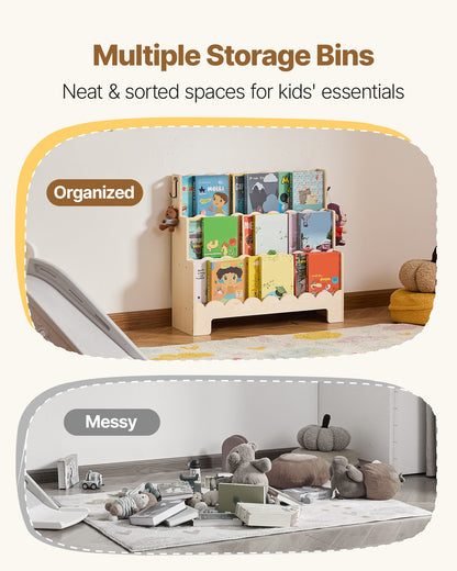 VEVOR Montessori Bookshelf, 3-Tier Scalloped Kids Bookshelf, Front Facing Toddler Bookcase, Dual Hooks for Hanging Backpacks, Baby Bookshelf for Kids Room, Living Room, Entryway, Nursury, Preschool - ETCWJJZMZ213NLXZJ001V0 - view 4