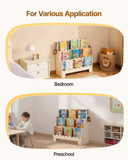 VEVOR Montessori Bookshelf, 3-Tier Scalloped Kids Bookshelf, Front Facing Toddler Bookcase, Dual Hooks for Hanging Backpacks, Baby Bookshelf for Kids Room, Living Room, Entryway, Nursury, Preschool - ETCWJJZMZ213NLXZJ001V0 - view 8