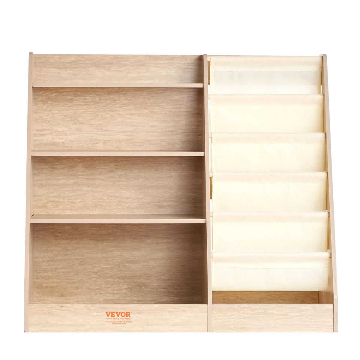 VEVOR 4-Tier Kids Wooden Bookshelf, Six-Layer Sling Bookcase, Baby Storage Book Rack, Book Toy Organizer Cabinet, for Kids Room, Playroom, Kindergarten, Nursery - ETCWSJ914714WFZI1V0 - view 1