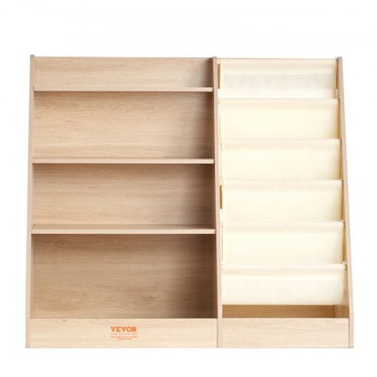 VEVOR 4-Tier Kids Wooden Bookshelf, Six-Layer Sling Bookcase, Baby Storage Book Rack, Book Toy Organizer Cabinet, for Kids Room, Playroom, Kindergarten, Nursery - ETCWSJ914714WFZI1V0 - view 2
