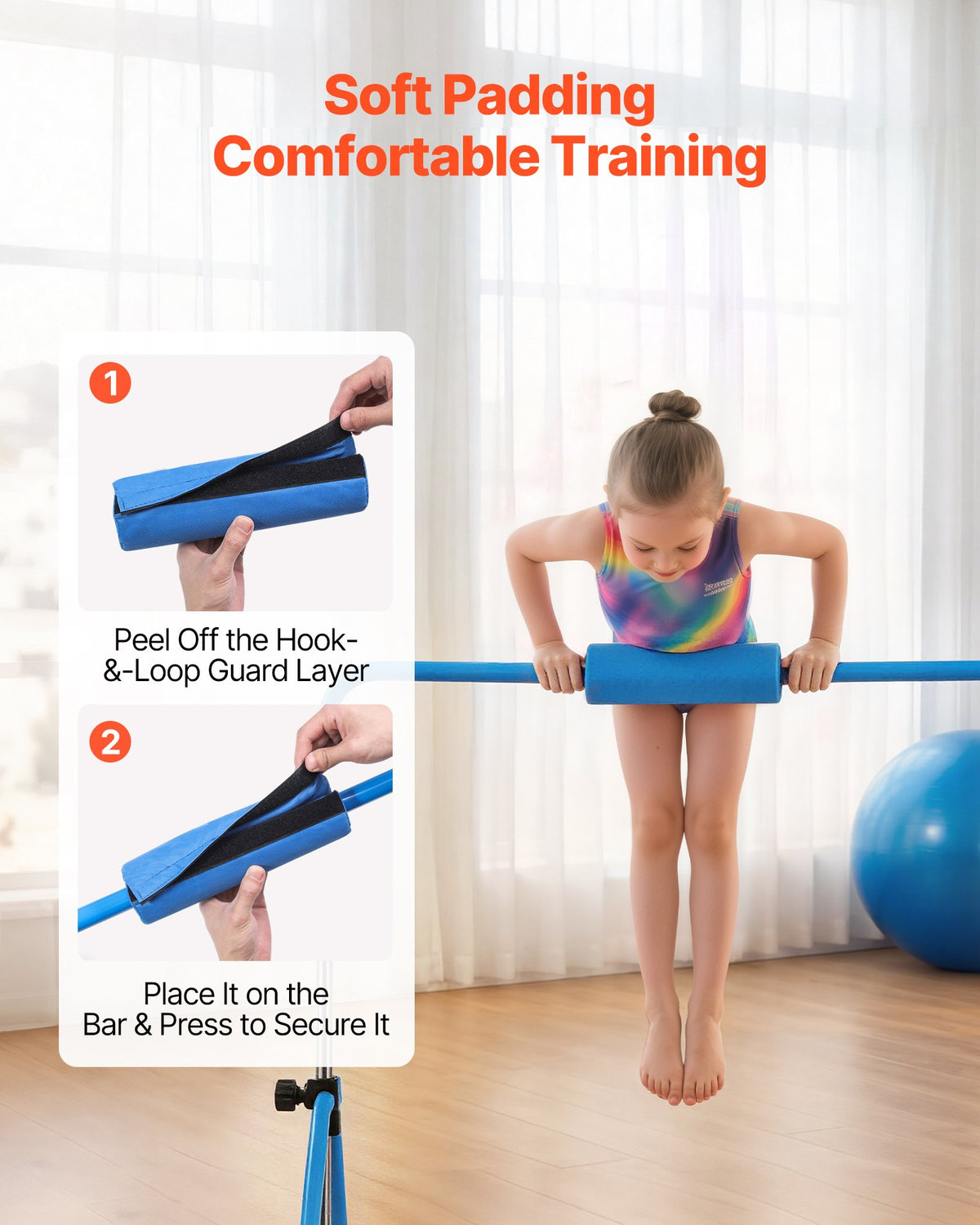 VEVOR Gymnastic Bars for Kids, 140 lbs Capacity Folding Training Kip Bar, Adjustable Height Gymnastic Horizontal Bar for Home, Training Equipment for Indoor and Outdoor, Easy to Assemble, Blue - ETDGBDDZKZD59003R001V0 - view 6