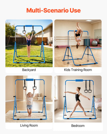 VEVOR Gymnastic Bars for Kids, 140 lbs Capacity Folding Training Kip Bar, Adjustable Height Gymnastic Horizontal Bar for Home, Training Equipment for Indoor and Outdoor, Easy to Assemble, Blue - ETDGBDDZKZD59003R001V0 - view 8