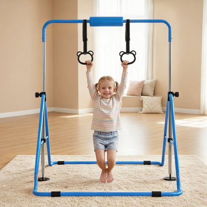 VEVOR Gymnastic Bars for Kids, 140 lbs Capacity Folding Training Kip Bar, Adjustable Height Gymnastic Horizontal Bar for Home, Training Equipment for Indoor and Outdoor, Easy to Assemble, Blue - ETDGBDDZKZD59003R001V0 - view 9