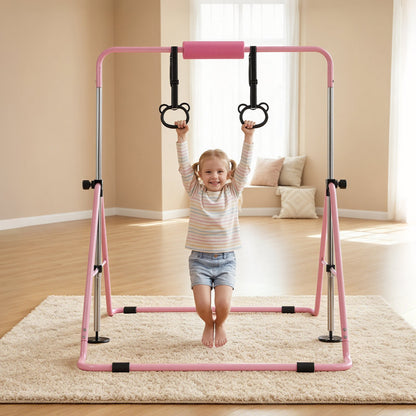 VEVOR Gymnastic Bars for Kids, 140 lbs Capacity Folding Training Kip Bar, Adjustable Height Gymnastic Horizontal Bar for Home, Training Equipment for Indoor and Outdoor, Easy to Assemble, Pink - ETDGBDDZKZD5XZYS3001V0 - view 9