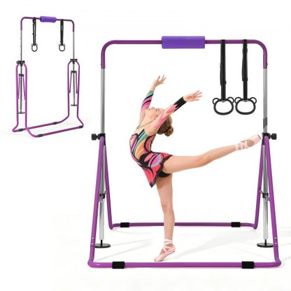 VEVOR Gymnastic Bars for Kids, 140 lbs Capacity Folding Training Kip Bar, Adjustable Height Gymnastic Horizontal Bar for Home, Training Equipment for Indoor and Outdoor, Easy to Assemble, Purple - ETDGZS5739INXBDCR001V0 - view 2