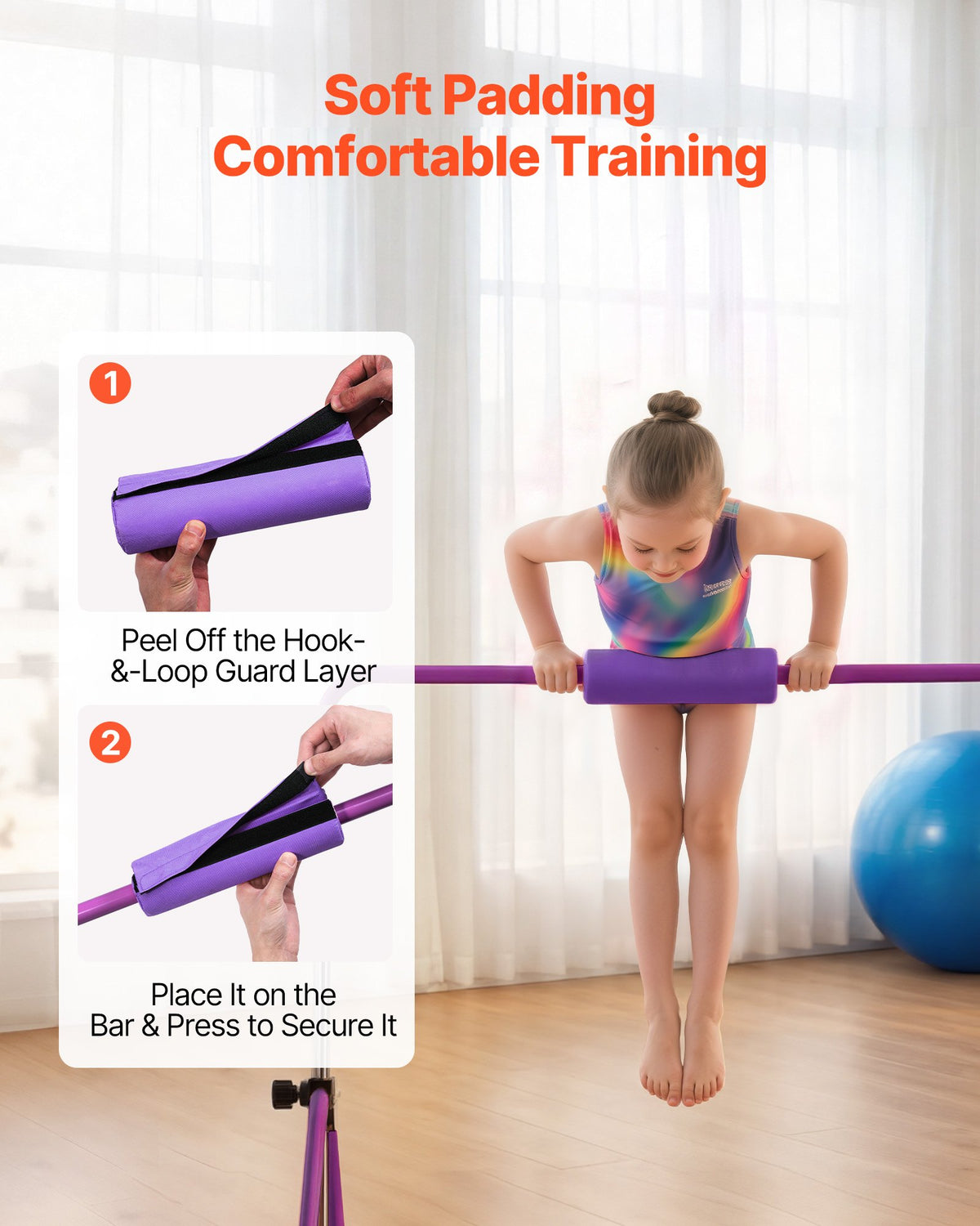 VEVOR Gymnastic Bars for Kids, 140 lbs Capacity Folding Training Kip Bar, Adjustable Height Gymnastic Horizontal Bar for Home, Training Equipment for Indoor and Outdoor, Easy to Assemble, Purple - ETDGZS5739INXBDCR001V0 - view 6