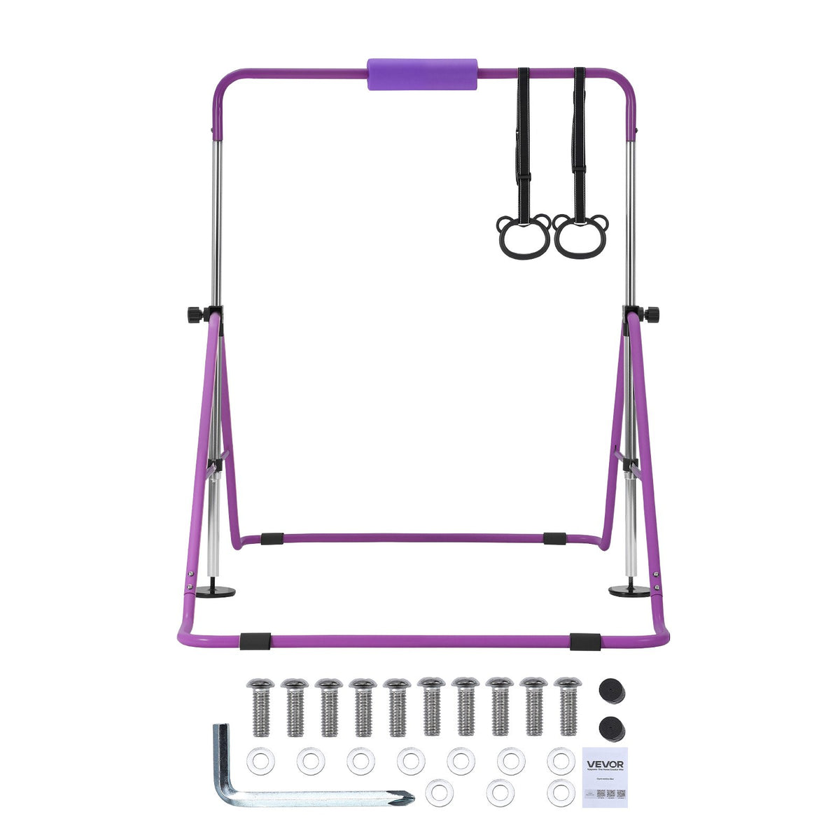 VEVOR Gymnastic Bars for Kids, 140 lbs Capacity Folding Training Kip Bar, Adjustable Height Gymnastic Horizontal Bar for Home, Training Equipment for Indoor and Outdoor, Easy to Assemble, Purple - ETDGZS5739INXBDCR001V0 - view 10