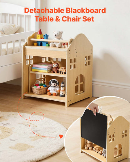 VEVOR Montessori Weaning Table and Chair Set, Wooden, 3 in 1 Kids Table and Chair Set for Toddlers 1-5, with Detachable Chalkboard, 0°& 35°Angles, Easy to Clean, for Eating Drawing Reading Playing - ETDNZYTZXFZBJD9OS001V0 - view 5