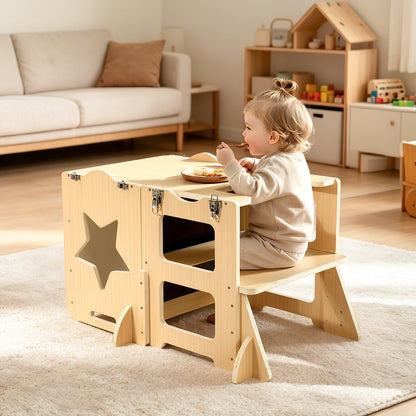 VEVOR Toddler Tower, Wooden, 4 in 1 Kitchen Step Stool for Kids 1-5, Montessori Weaning Table and Chair Set, Learning Standing Tower with Chalkboard, Easy to Clean, for Bathroom and Kitchen Counter - ETDNZYTZYZYY9ACUH001V0 - view 9