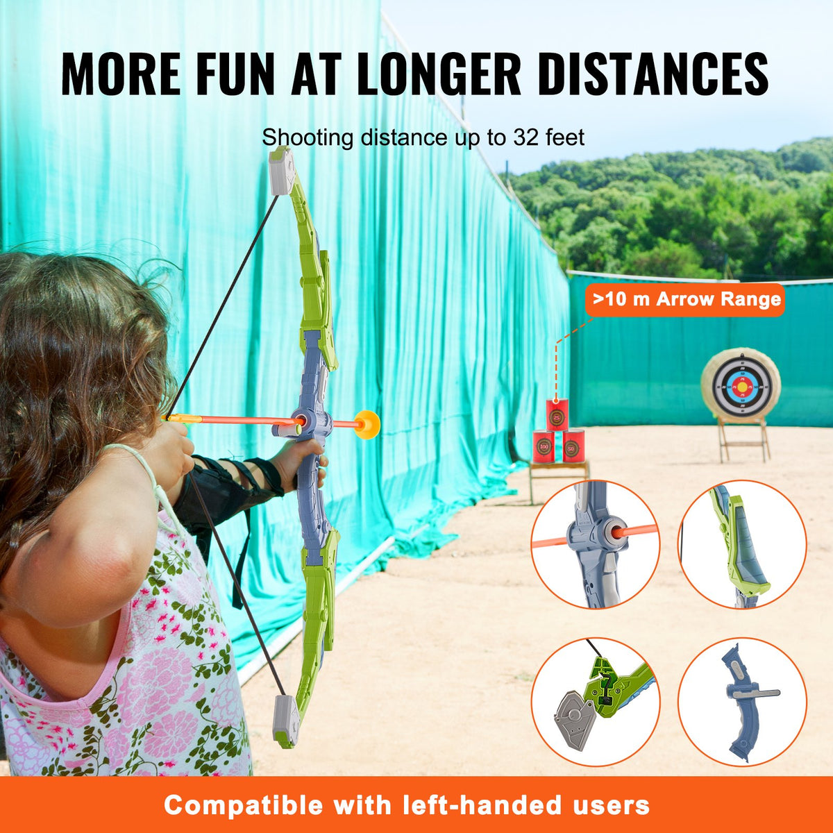 VEVOR Bow and Arrow Set for Kids, 2 Pack LED Light Up Archery Set with 20 Suction Cup Arrows, 2 Hanging Targets, 2 Quivers, 3 Target Cans, Outdoor Toy Birthday Gift for Boy & Girl 6 7 8 9 10+ Year Old - ETGJTZDBTZDBZNTYTV9 - view 4