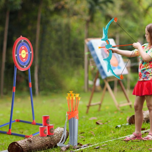 VEVOR Bow and Arrow Set for Kids, LED Light Up Archery Set with 10 Suction Cup Arrows, Standing Target, Quiver, 3 Target Cans, Outdoor Toy for Boys & Girls 6 7 8 9 10+ Years Old, Birthday Gift for Kid - ETGJTZDBTZLBIWJYMV9 - view 2