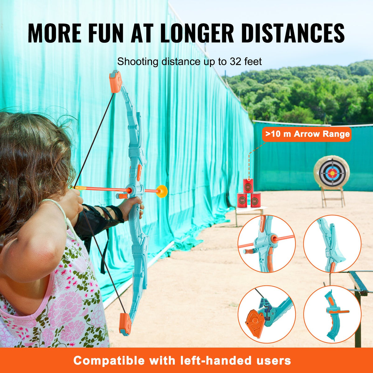 VEVOR Bow and Arrow Set for Kids, LED Light Up Archery Set with 10 Suction Cup Arrows, Standing Target, Quiver, 3 Target Cans, Outdoor Toy for Boys & Girls 6 7 8 9 10+ Years Old, Birthday Gift for Kid - ETGJTZDBTZLBIWJYMV9 - view 4