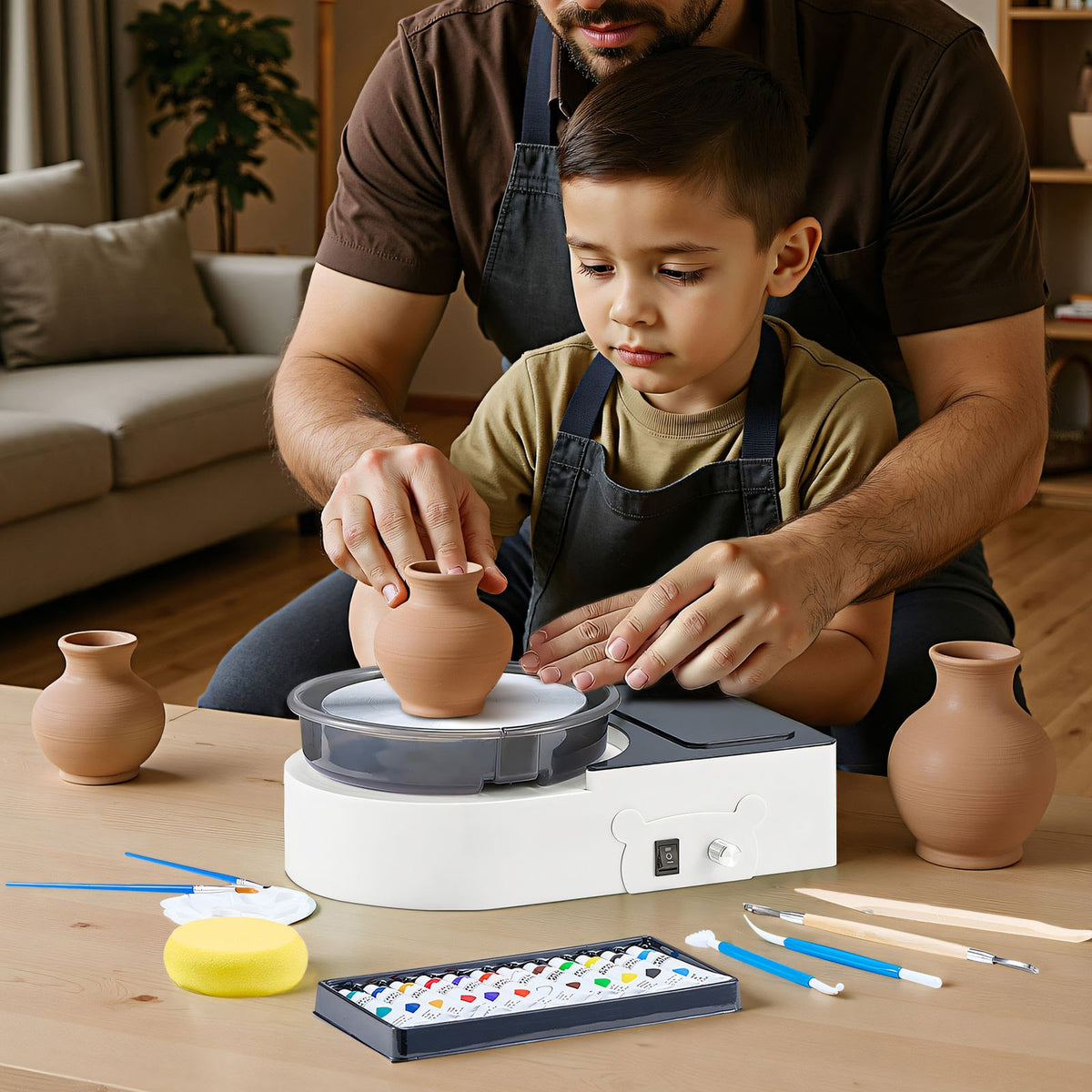 VEVOR Mini Pottery Wheel, 6 inch Turntable, Forward and Reverse Rotation, Adjustable Speed, Electric Clay Wheel for Kids and Adults, with Clay Shaping Tools, for Home DIY, Pottery Classes, White - ETLPJFXBSWJBCWB9P001V1 - view 9