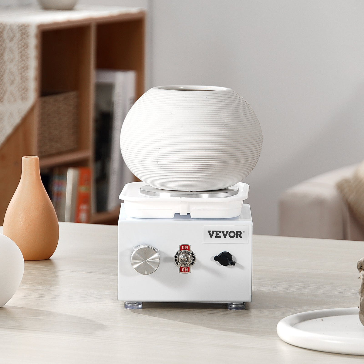 VEVOR Mini Pottery Wheel, 0-320RPM Adjustable Speed Detachable Basin Forming Machine, 2.56in/3.94in 2 Turntables Electric Ceramic Wheel Machine, 18pcs Accessories, for Art Craft Work Home DIY, White - ETLPJMNXWJBSDTCZ1V1 - view 9