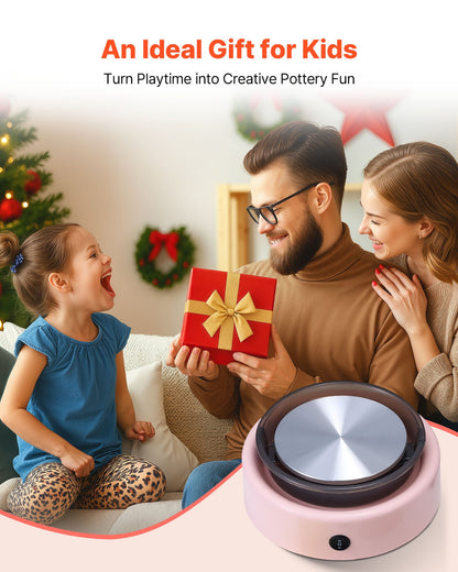 VEVOR Mini Pottery Wheel, 6 inch Turntable, Forward and Reverse Rotation, Adjustable Speed, Electric Clay Wheel for Kids and Beginners, with Shaping Tools, for Home DIY, Pottery Classes, Pink - ETLPJYXFSWJBLVJCA001V1 - view 7