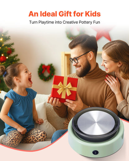 VEVOR Mini Pottery Wheel, 6 inch Turntable, Forward and Reverse Rotation, Adjustable Speed, Electric Clay Wheel for Kids and Beginners, with Shaping Tools, for Home DIY, Pottery Classes, Green - ETLPJYXLSWJBH5WNX001V1 - view 7