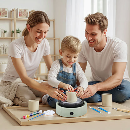 VEVOR Mini Pottery Wheel, 6 inch Turntable, Forward and Reverse Rotation, Adjustable Speed, Electric Clay Wheel for Kids and Beginners, with Shaping Tools, for Home DIY, Pottery Classes, Green - ETLPJYXLSWJBH5WNX001V1 - view 9