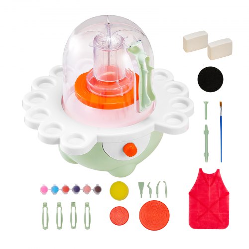 VEVOR Mini Pottery Wheel, 2 in and 3 in Turntables, Adjustable Speed, Electric Clay Wheel for Kids and Beginners, Complete Pottery Set with Clay Sculpting Tools, Gift for Boys and Girls, Green - ETLPJZJXLSWJ6R7S6001V1 - view 2