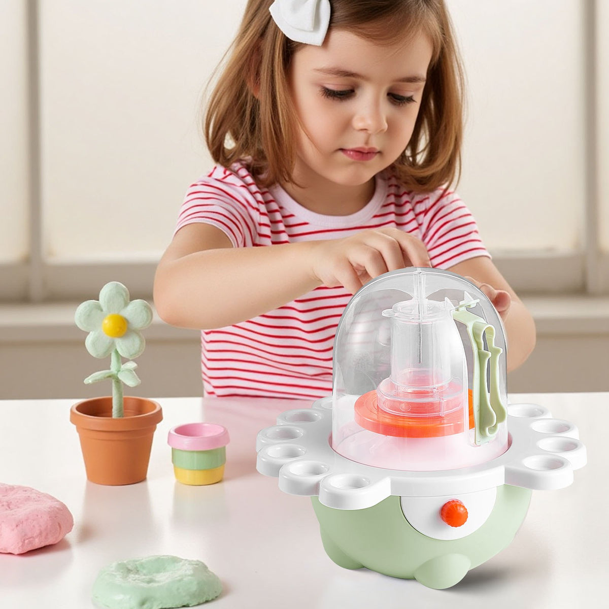 VEVOR Mini Pottery Wheel, 2 in and 3 in Turntables, Adjustable Speed, Electric Clay Wheel for Kids and Beginners, Complete Pottery Set with Clay Sculpting Tools, Gift for Boys and Girls, Green - ETLPJZJXLSWJ6R7S6001V1 - view 9