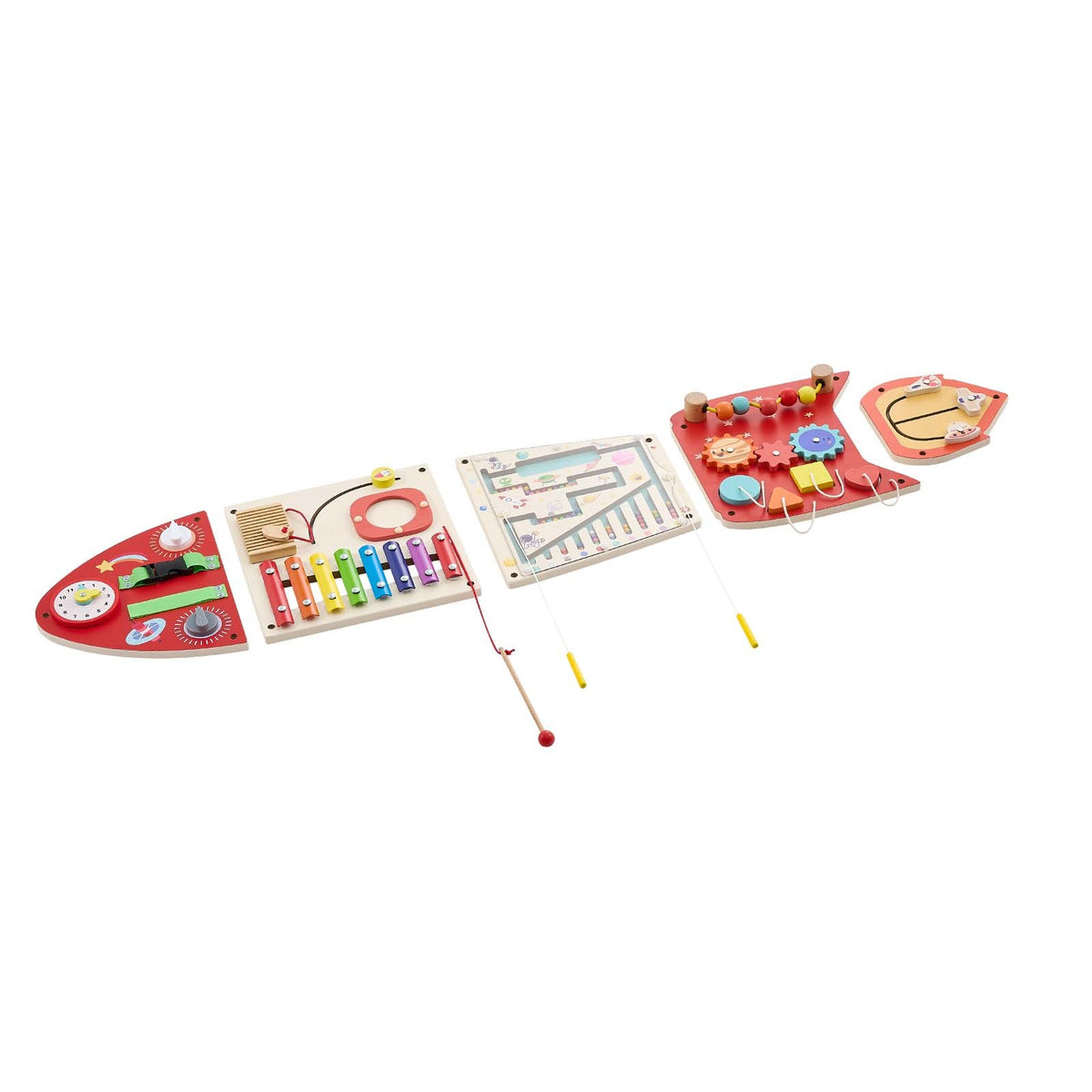 VEVOR Wall Busy Board, 13-in-1 Rocket Montessori Sensory Activity Panels, Learning Activity Center for Daycare, Classroom, Playroom, and Home, Sturdy Wooden Educational Toys, with Mounting Hardware - ETMLGBMZKZHS37PLE001V0 - view 10