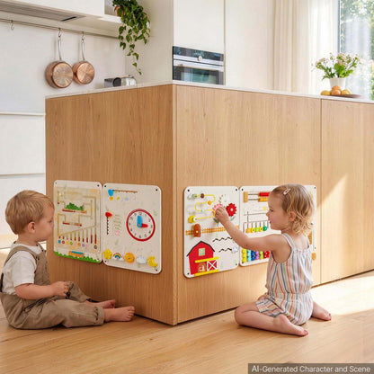 VEVOR Wall Busy Board, 16-in-1 5 Panels Montessori Sensory Activity Panels, Learning Activity Center for Daycare, Classroom, Playroom, and Home, Sturdy Wooden Educational Toys, with Mounting Hardware - ETMLGBMZKZHSIPVEV001V0 - view 9