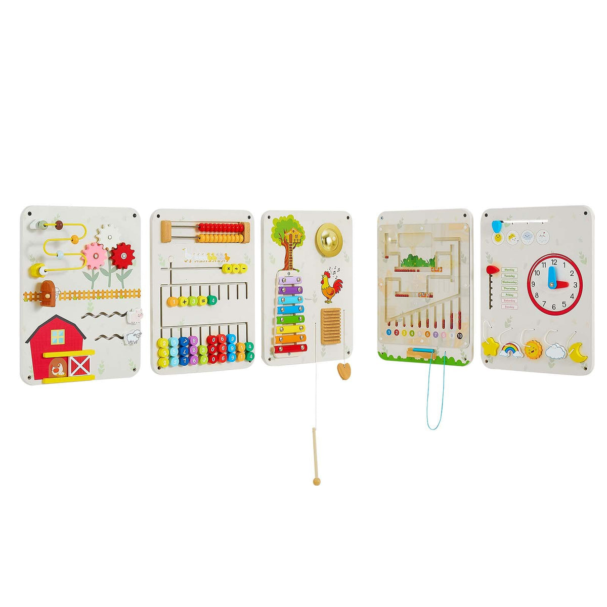VEVOR Wall Busy Board, 16-in-1 5 Panels Montessori Sensory Activity Panels, Learning Activity Center for Daycare, Classroom, Playroom, and Home, Sturdy Wooden Educational Toys, with Mounting Hardware - ETMLGBMZKZHSIPVEV001V0 - view 10