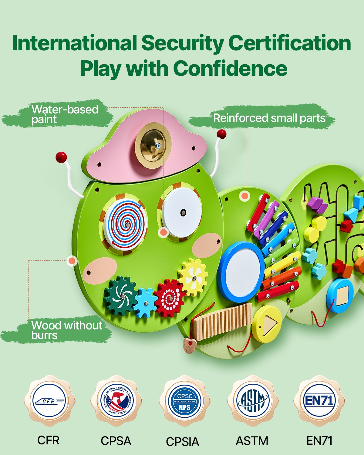 VEVOR Activity Wall Busy Board Panels, 12 Activities, Montessori Sensory Wall Panels Toy for Kids Ages 3-12, Interactive Learning Activity Center, Great for Toddler, Playroom, Nursery, Classroom - ETMLGBMZKZHSJX9H1001V0 - view 4