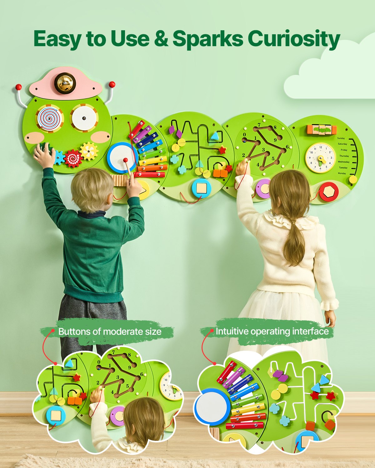 VEVOR Activity Wall Busy Board Panels, 12 Activities, Montessori Sensory Wall Panels Toy for Kids Ages 3-12, Interactive Learning Activity Center, Great for Toddler, Playroom, Nursery, Classroom - ETMLGBMZKZHSJX9H1001V0 - view 6