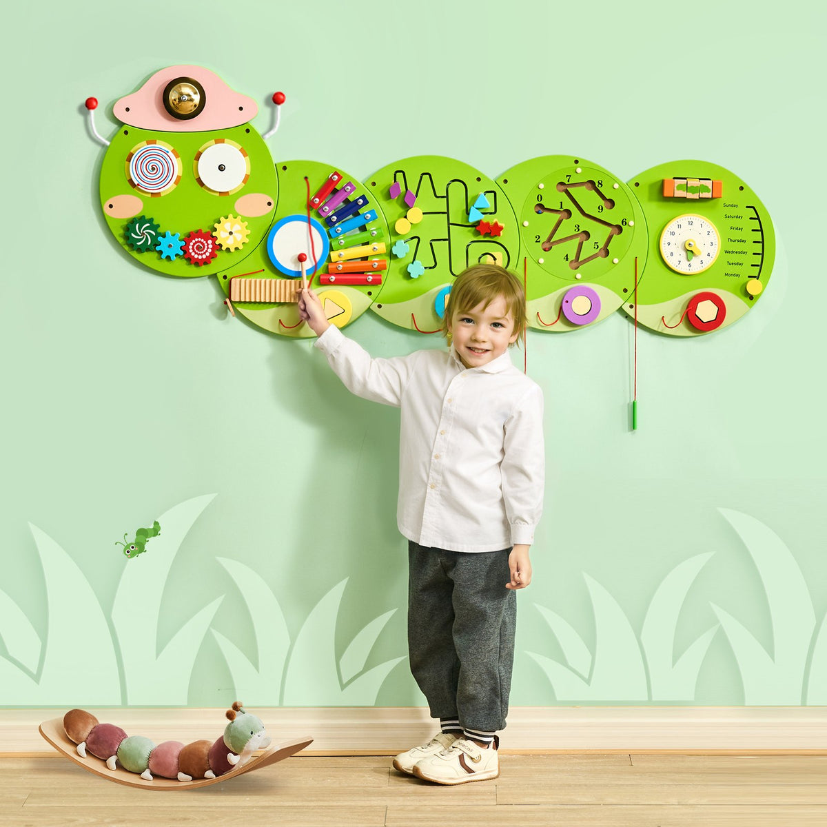 VEVOR Activity Wall Busy Board Panels, 12 Activities, Montessori Sensory Wall Panels Toy for Kids Ages 3-12, Interactive Learning Activity Center, Great for Toddler, Playroom, Nursery, Classroom - ETMLGBMZKZHSJX9H1001V0 - view 9