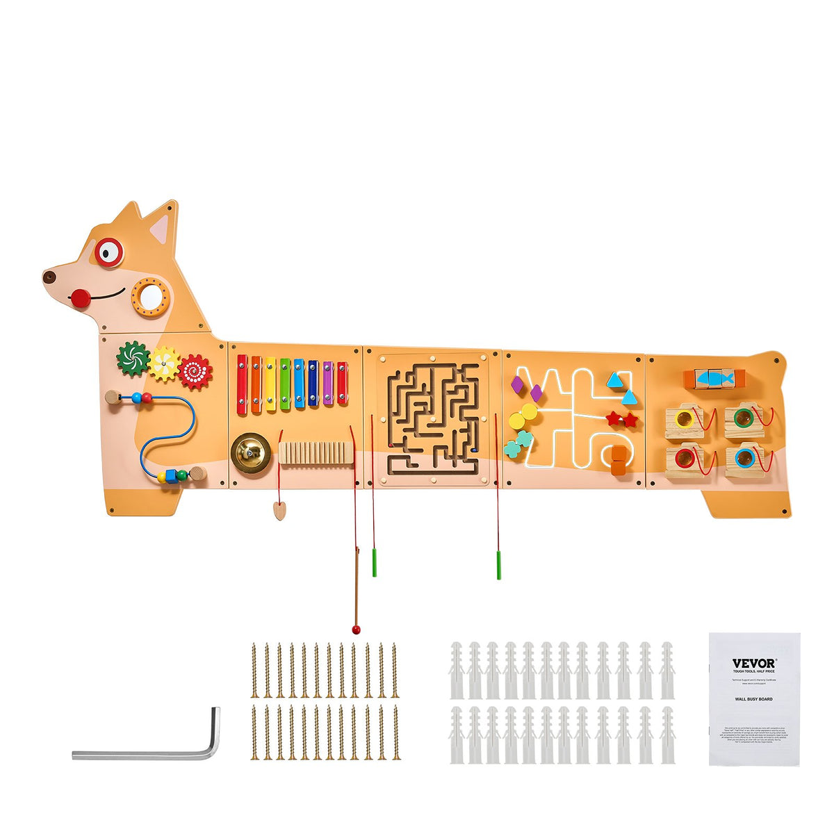 VEVOR Puppy Activity Wall Busy Board Panels, 12 Activities, Montessori Sensory Wall Toy for Kids 3-12 Years, Montessori Learning Activity Center, Ideal for Toddler Playroom Nursery Classroom - ETMLGBMZKZHSKMS92V0 - view 10
