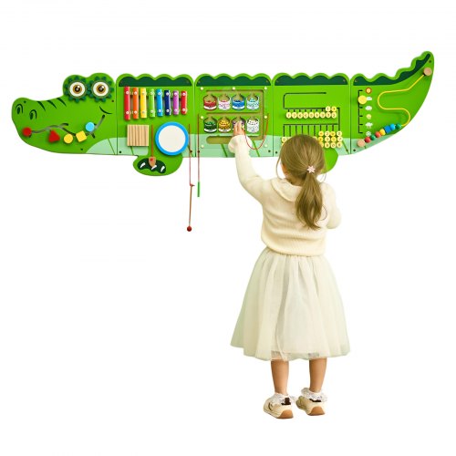 VEVOR Crocodile Activity Wall Busy Board Panels, 9 Activities, Montessori Sensory Wall Toy for Kids 3-12 Years, Montessori Learning Activity Center, Ideal for Toddler Playroom Nursery Classroom - ETMLGBMZKZHSMZSR0V0 - view 2
