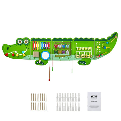 VEVOR Crocodile Activity Wall Busy Board Panels, 9 Activities, Montessori Sensory Wall Toy for Kids 3-12 Years, Montessori Learning Activity Center, Ideal for Toddler Playroom Nursery Classroom - ETMLGBMZKZHSMZSR0V0 - view 10