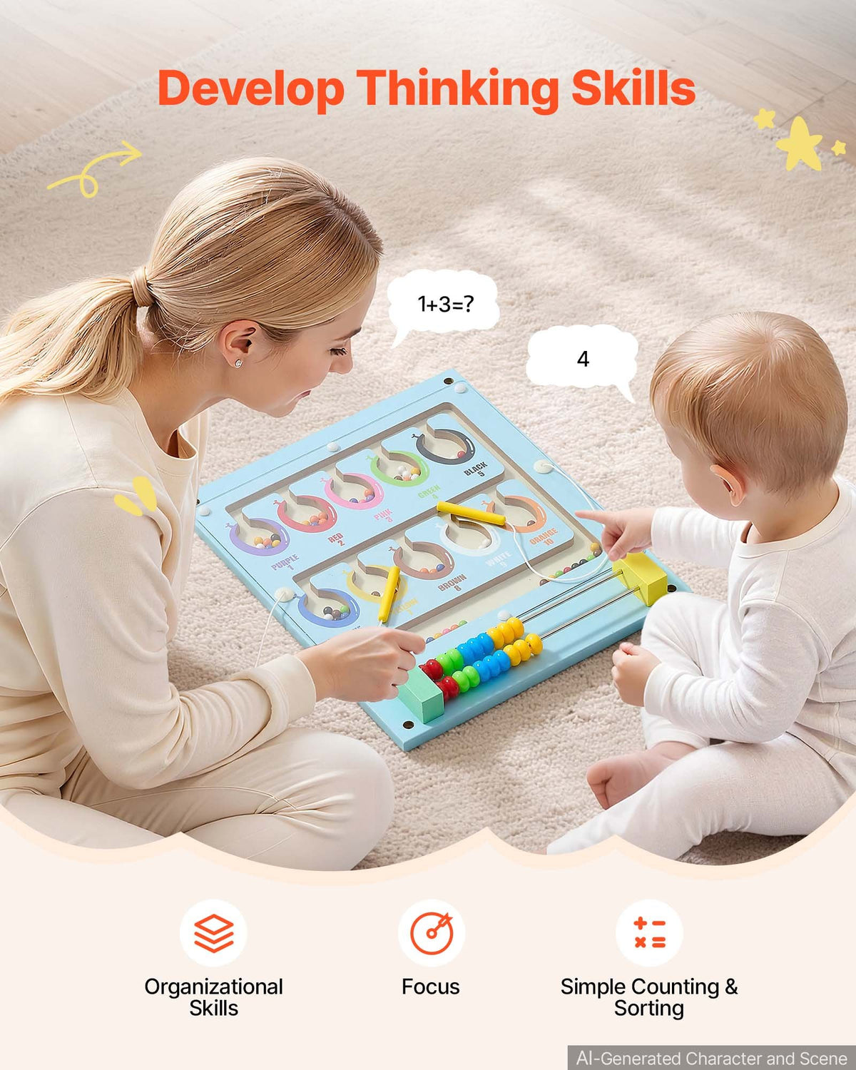 VEVOR Wall Busy Board, 14-in-1 Elephant Montessori Sensory Activity Panels, Learning Activity Center for Daycare, Classroom, Playroom, and Home, Sturdy Wooden Educational Toys, with Mounting Hardware - ETMLGBMZKZHSZ9FIF001V0 - view 5